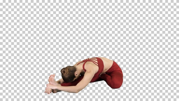 Young Attractive Woman Practicing Yoga Sitting in Head