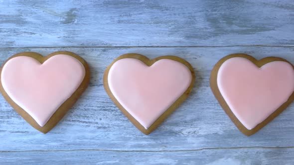 Heart Shaped Cookies with Pink Icing