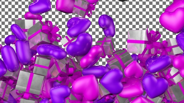 Valentines Day Hearts and Gift Boxes Transition –  Purple Dark Pink alt