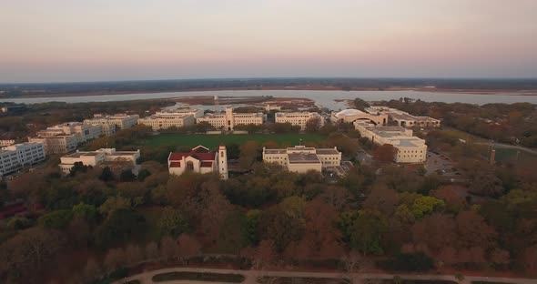 Charleston park with Citadel Military College