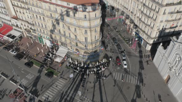 A shadow of a Marseille Ferris wheel