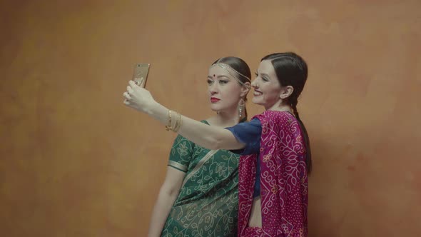 Indian Style Female Friends Posing for Selfie Shot