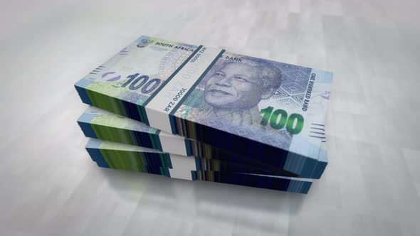 South Africa Rand money banknote pile packs
