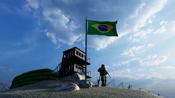 Soldier Protecting Guard by Brazil Country Border