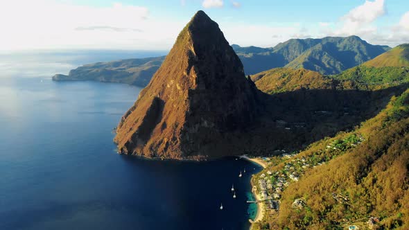 St Lucia Caribbean Huge Pitons Drone View at Saint Lucia Sugar Beach St Lucia Mountains