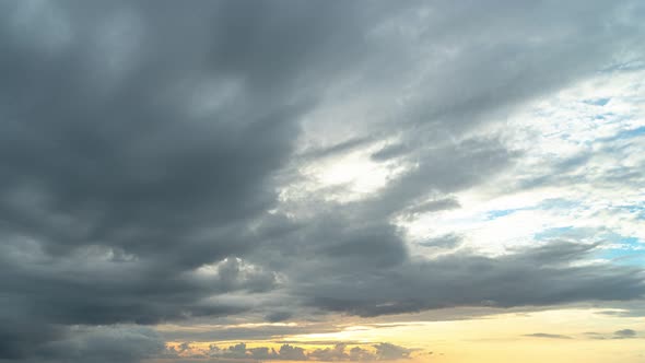 Time Lapse Cloud Moving Above The Ocean In Sunset.