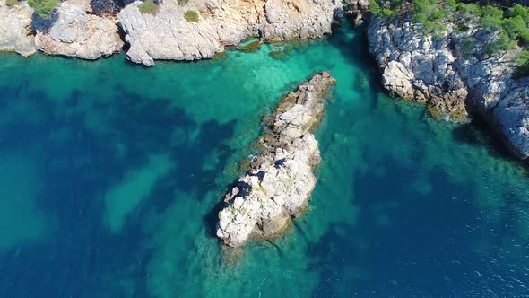 Flight Over Beautiful Seashore at Mallorca