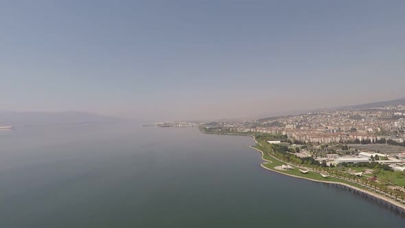 Aerial Cityscape and Sea