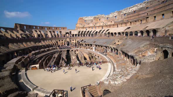 Tourist inside Rome Colosseum Italy