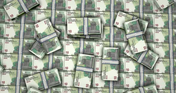 Iranian Rial money banknotes packs surface