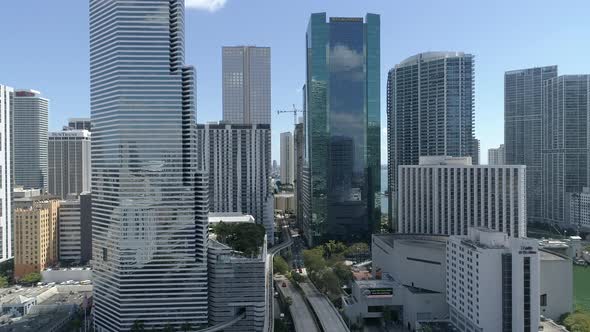 Aerial view of Miami with buildings
