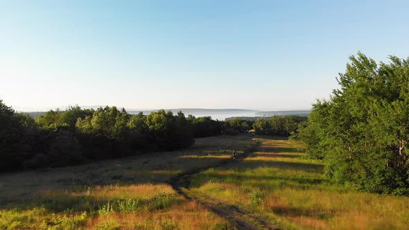 A Man exploring the land while jogging Knox County Maine USA