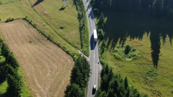 Aerial Road With Cars