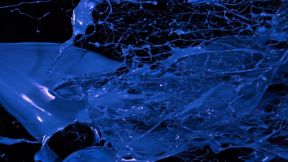 Super Slow Motion of Splashing Blue Color Liquid at 1000 Fps