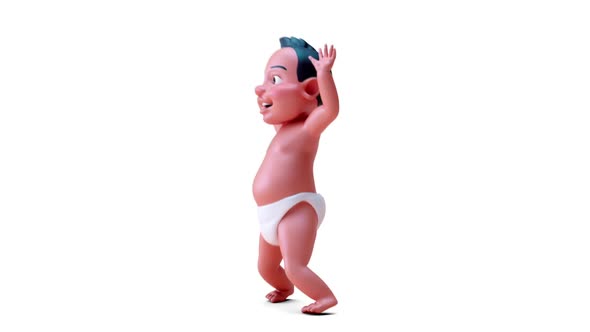 Fun 3D cartoon of a baby jumping alt