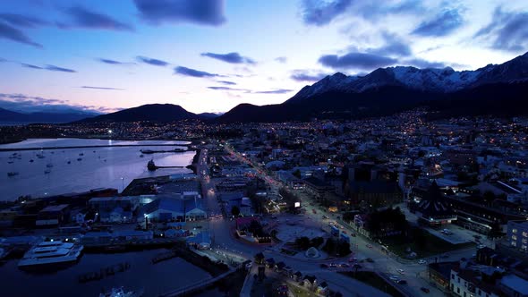 Patagonia landscape. Famous town of Ushuaia at Patagonia Argentina