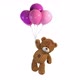 Teddy Bear Flies On Pink Balloons on White Background  - VideoHive Item for Sale