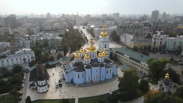 St. Michael's Golden-Domed Monastery in Kyiv, Ukraine. Slow Motion, Kiev