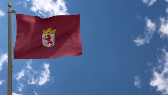 Leon Province Flag (Spain) On Flagpole