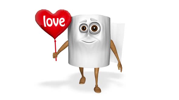 Toilet Paper Heart Looped White Background