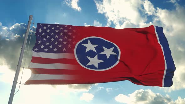 Flag of USA and Tennessee State