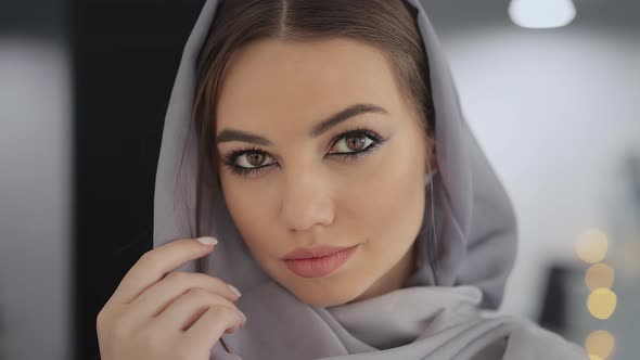 Beautiful Girl With Scarf On His Head