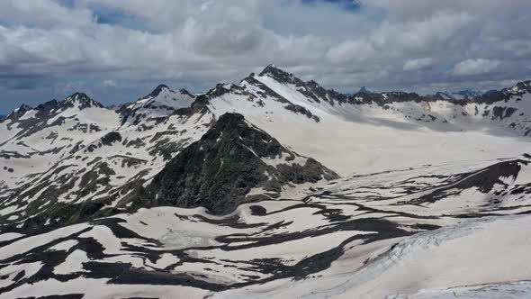 Aerial View of Snow Caucasus Mountains