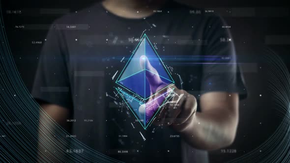 Pressing Ethereum Blockchain Technology Hologram