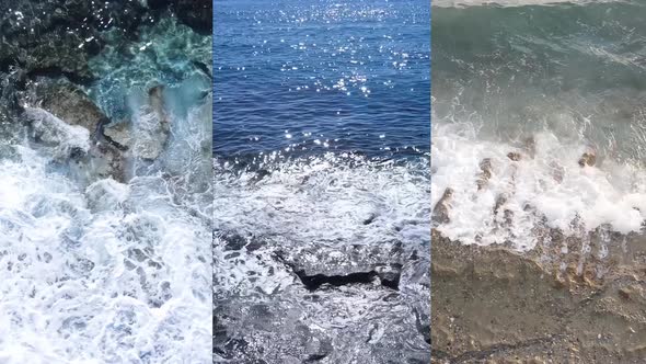 Three in One Vertical Video of the Sea Near the Shore