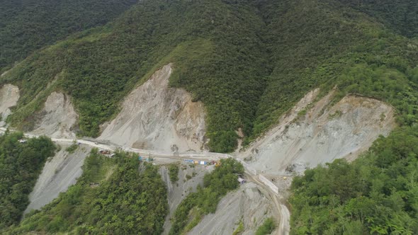 Construction on a Mountain Road. Philippines, Luzon