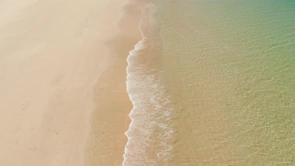 Wide Tropical Beach with White Sand, View From Above