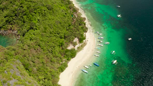 Tropical Island with Sandy Beach. El Nido, Philippines