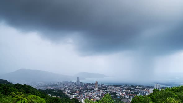 Timelapse footage of dark clouds flowing over sea