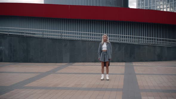 Street Model Standing City on Empty Area in Urban Background