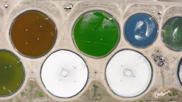 Aerial View of Water Sewer Cleaning Treatment Station Sewage Treatment Plant