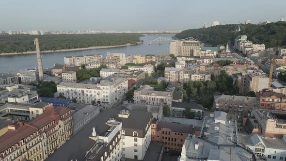 View of Kyiv From Above. Ukraine. Aerial View, Gray, Flat