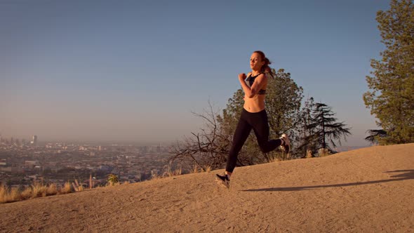 Fit Woman Jogging Los Angeles Slow-Motion