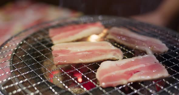 Japanese style grill meat in restaurant