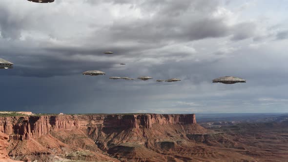 Loop With UFO Fleet Invasion Over The Grand Canyon