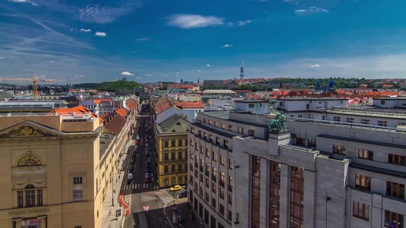 View From the Height Powder Tower in Prague Timelapse