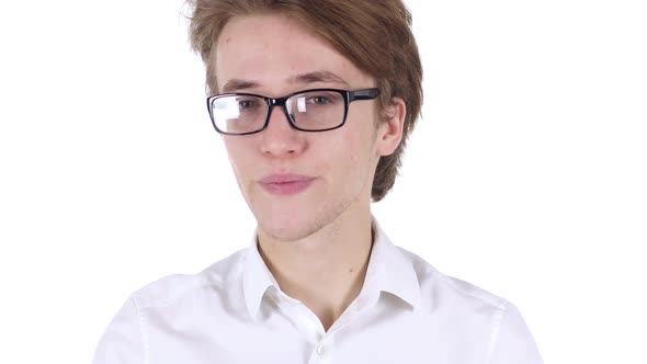 Man in Glasses Shaking Head to Reject Deny