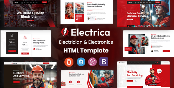 Electrica – Electricity Services HTML Template – 0 Sold!