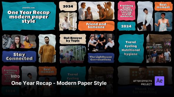 Intro/Opening - One Year Recap Modern Paper Style After Effects Project Files