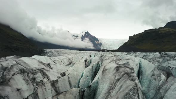 Flying close to a glacier in iceland