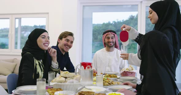 Muslim Family Having a Ramadan Feast