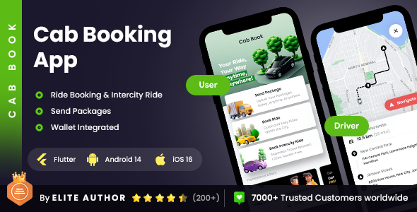 4 App Template| Cab Booking and Package Delivery| Travel & Delivery Service| Ride & Parcel |Cab Book