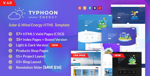 Typhoon - Solar & wind Energy eCommerce HTML Template