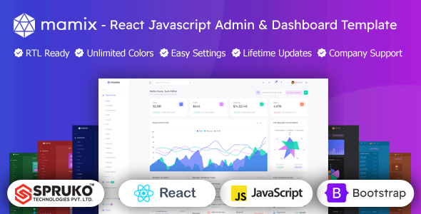 Mamix – React Javascript Bootstrap Admin Dashboard Template – 0 Sold!