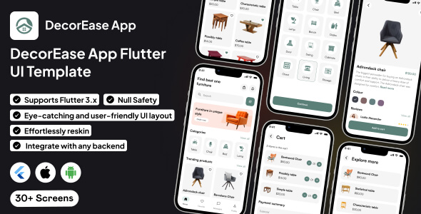 DecorEase App UI Template | Interior Design & Home Styling App in Flutter | DesignPro App Template