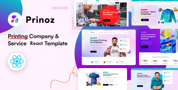 Prinoz – Printing company & Service React Template – 0 Sold!